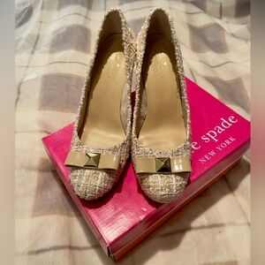 Kate Spade Natural Sparkle Tweed Powder Patent